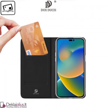 Dux Ducis dirbtinės odos viršelis - juodas (Apple Iphone 14 Pro)
